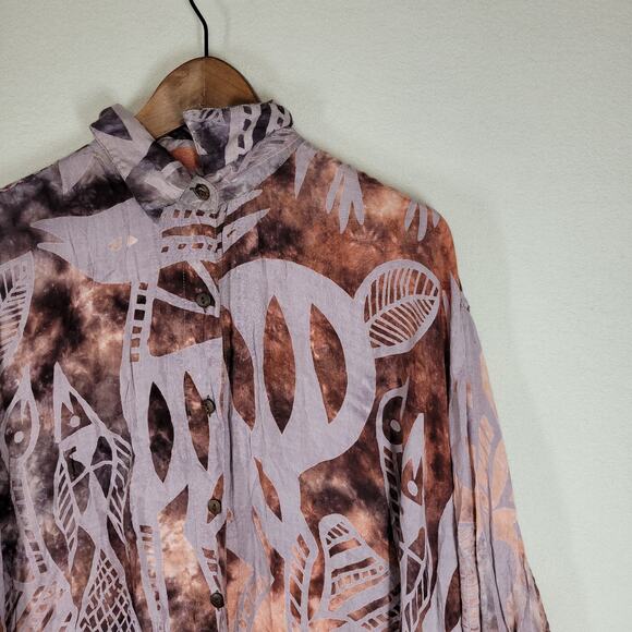 Vtg Chicos Shawl Cardigan Womens Kimono Lagenlook Cottagecore Art To Wear Boho - Picture 10 of 15